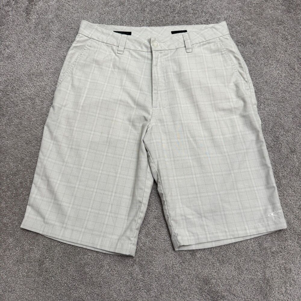 O'neill Delta Hybrid Relaxed Fit Plaid Chino Shorts Mens 31 Gray White Preppy